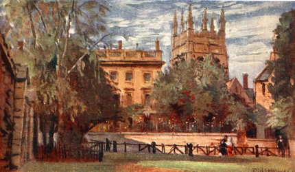 Corpus Christi College und Merton Tower, von Christ Church Meadows, 1903